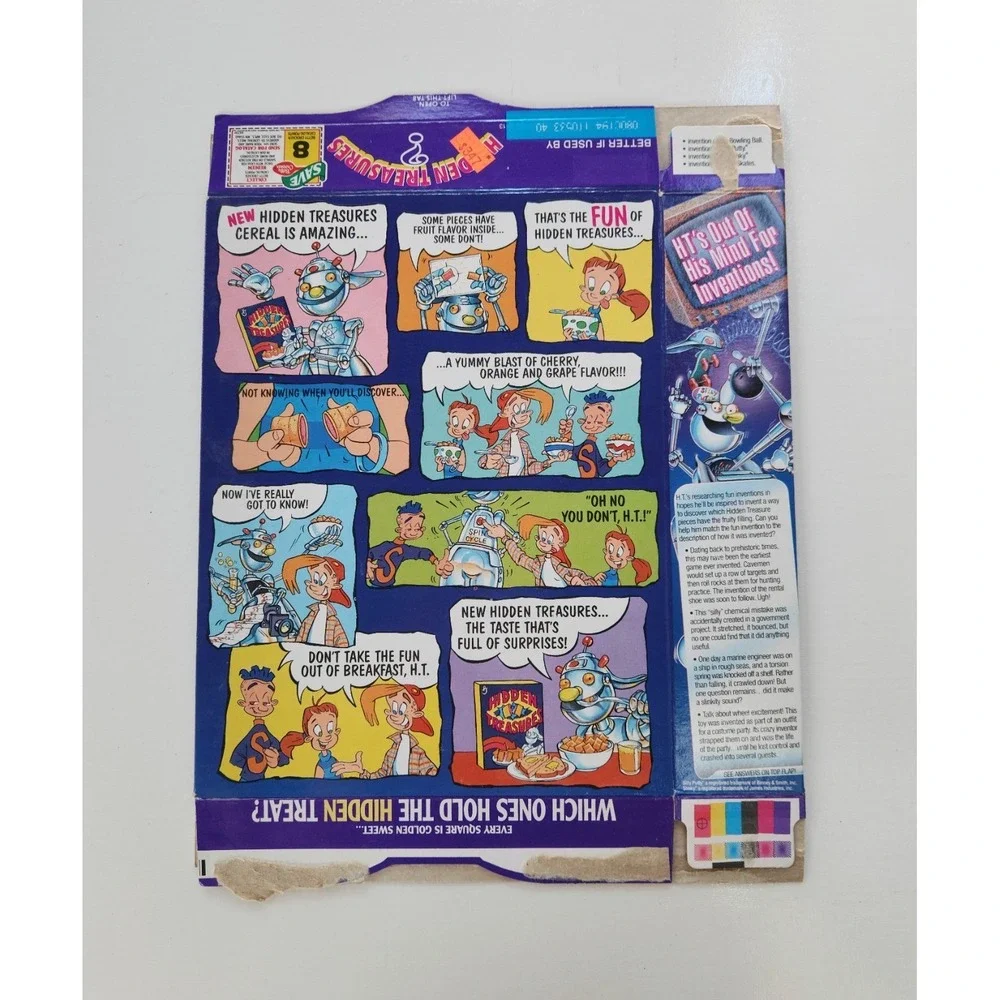 Vintage 1994 HIDDEN TREASURES Cereal‎ Box GENERAL MILLS Packaging Food 90s RARE